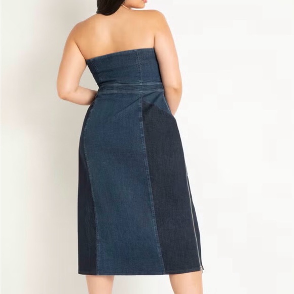 Eloquii Denim Strapless Dress - Picture 2 of 7